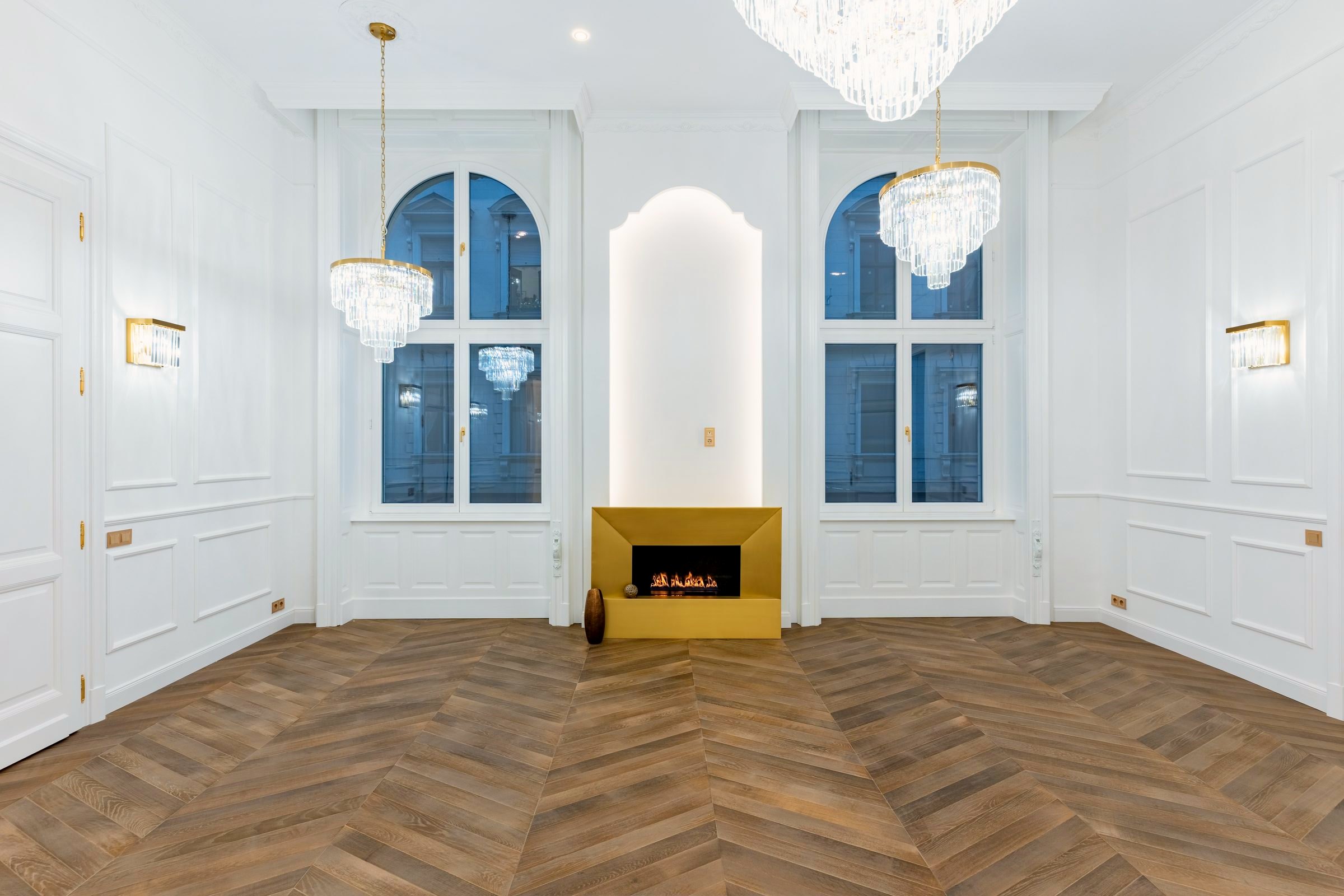 Hall with fireplace